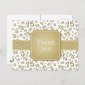 Carte Postale Thank You 75 Number Pattern Gold/White (Devant / Derrière)