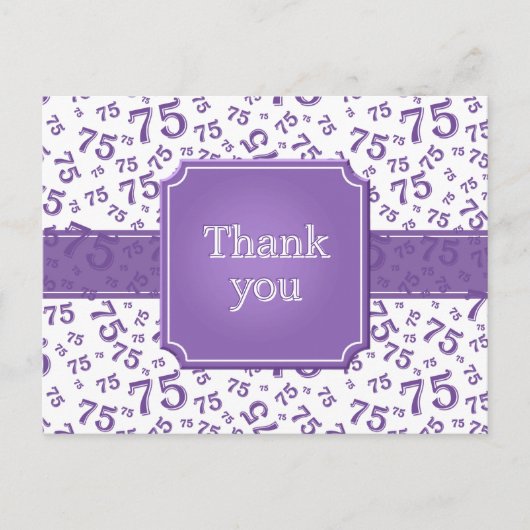 Carte Postale Thank You 75 Number Pattern Purple/White (Devant)