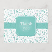 Carte Postale Thank You 75 Number Pattern Teal/White (Devant)