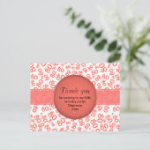 Carte Postale Thank You: 80th Coral/White Number Pattern (Debout devant)