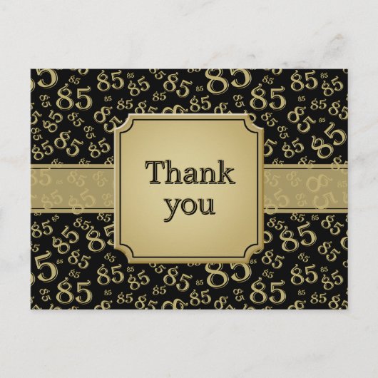 Carte Postale Thank You 85 Number Pattern Black/Gold (Devant)