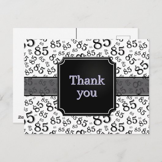 Carte Postale Thank You 85 Number Pattern Black/White (Devant / Derrière)