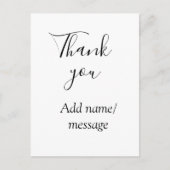 Carte Postale Thank you add name message simple stylish calligra (Devant)