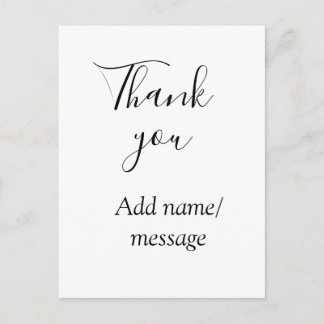 Carte Postale Thank you add name message simple stylish calligra