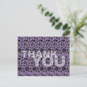 Carte Postale Thank You Floral Pattern Postcard Purple (Debout devant)