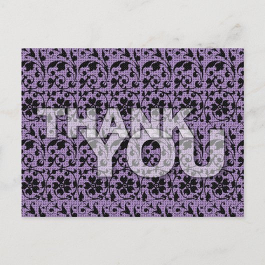 Carte Postale Thank You Floral Pattern Postcard Purple (Devant)