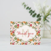Carte Postale Thank You - Monogram Elegant Beautiful Floral (Debout devant)