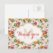 Carte Postale Thank You - Monogram Elegant Beautiful Floral (Devant / Derrière)