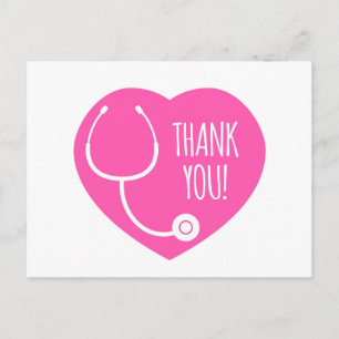 Carte Postale Thank You Pink Heart Stethoscope