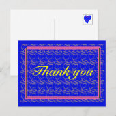 Carte Postale Thank you ~ribbon heart blue~ (Devant / Derrière)