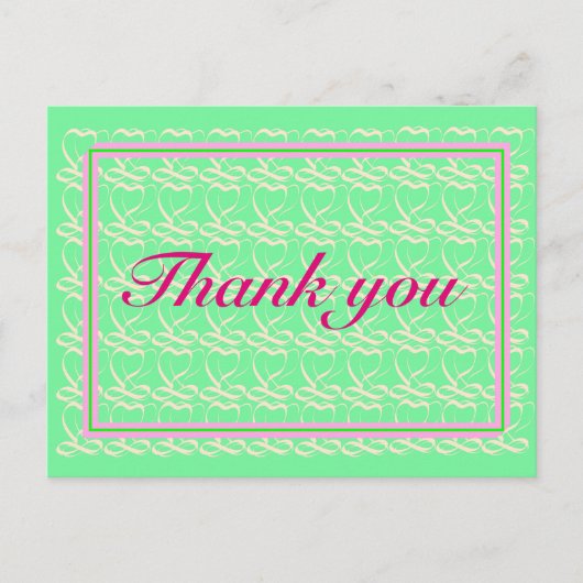 Carte Postale Thank you ~ribbon heart light green~ (Devant)