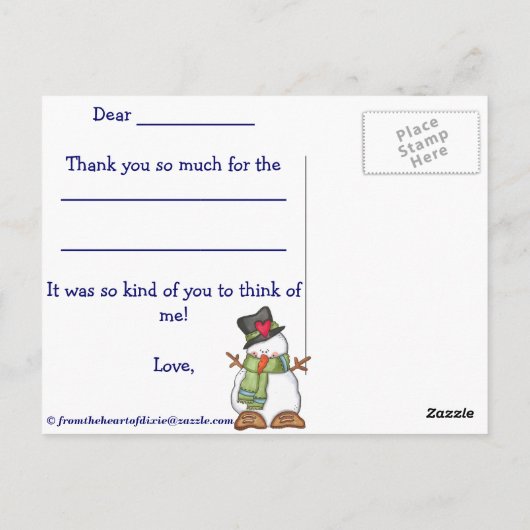 Carte Postale Thank You Snow (Dos)