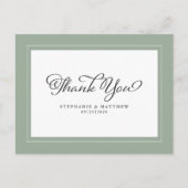 Carte Postale Thank You Wedding Modern Calligraphy Sage Green (Devant)