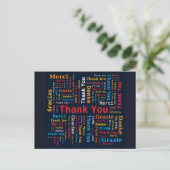 Carte Postale Thank You Word Cloud 5 Languages Black Background (Debout devant)