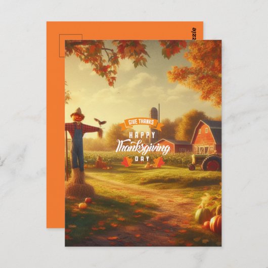 Carte Postale Thanksgiving/Automne/Automne/Automne sur la ferme (Devant / Derrière)