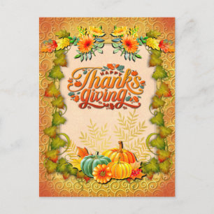 Carte Postale Thanksgiving Automne Automne Maple Feuilles et cit