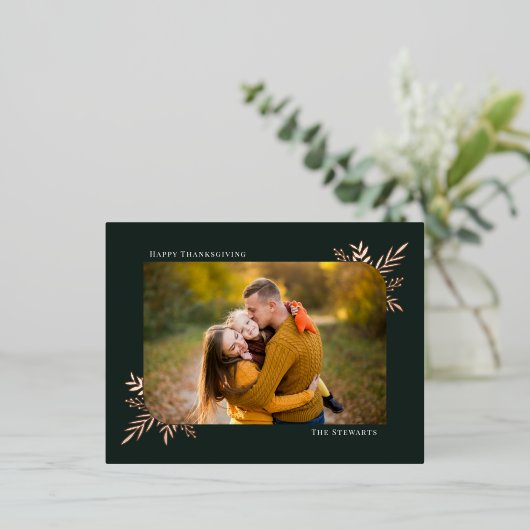 Carte postale Thanksgiving Botanical Frame Foil (Debout devant)