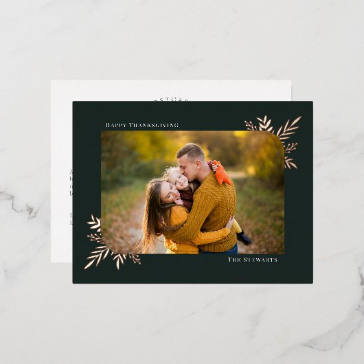 Carte postale Thanksgiving Botanical Frame Foil (Recto/Verso)