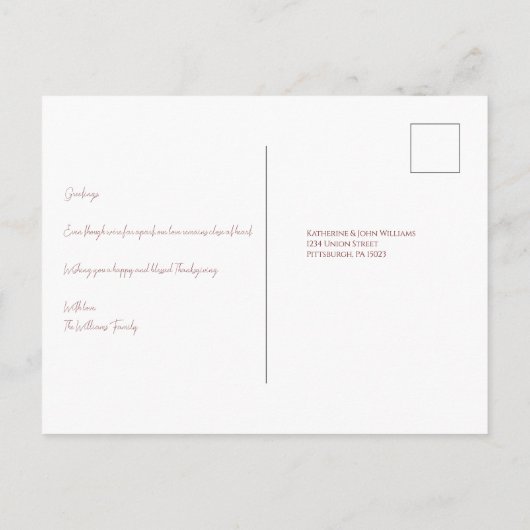 Carte Postale Thanksgiving Citrouille avec les feuilles d'automn (Dos)