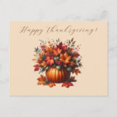 Carte Postale Thanksgiving Citrouille avec les feuilles d'automn (Devant)