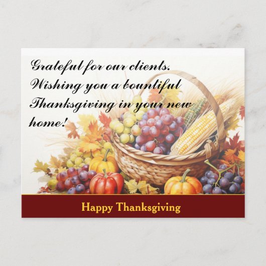 Carte Postale Thanksgiving Client Immobilier Marketing (Devant)