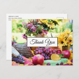 Carte Postale Thanksgiving Holiday Automne Harvest Merci
