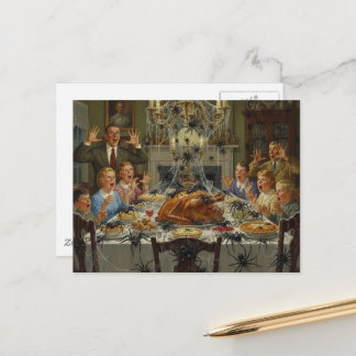 Carte Postale Thanksgiving Horror Spiders Invide the Table