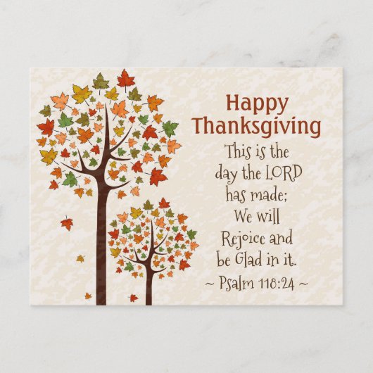 Carte Postale Thanksgiving Inspirational Bible Psaume 118:24 (Devant)