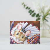 Carte Postale Thanksgiving Native American Mouse Watercolor Art (Debout devant)