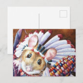 Carte Postale Thanksgiving Native American Mouse Watercolor Art (Devant / Derrière)