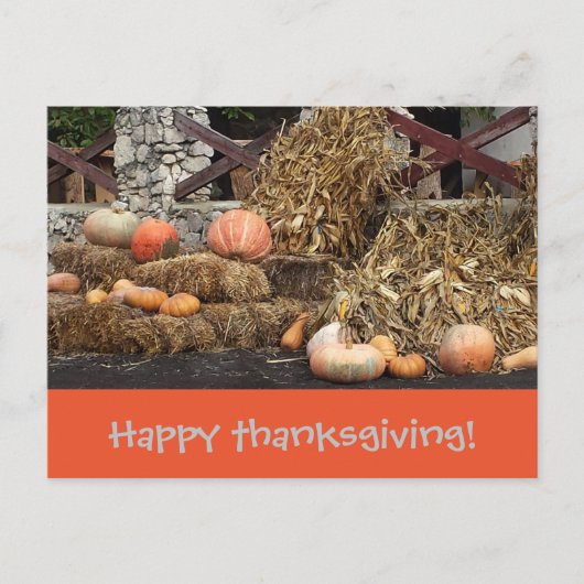 Carte Postale Thanksgiving Orange citrouille rustique (Devant)