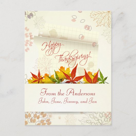 Carte postale Thanksgiving Personnalisable (Devant)