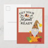 Carte Postale Thanksgiving Préparez vos gros pantalons Drôle (Devant / Derrière)