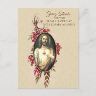 Carte Postale Thanksgiving Sacred Heart of Jesus Automne Floral