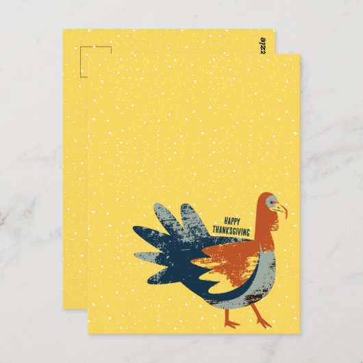 Carte Postale Thanksgiving Turkey Bird (Devant / Derrière)