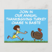 Carte postale Thanksgiving Turkey Chase and Baste  (Devant)