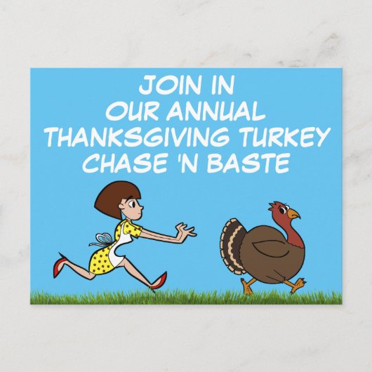Carte postale Thanksgiving Turkey Chase and Baste  (Devant)