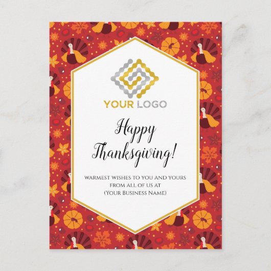Carte Postale Thanksgiving Turkeys Logo Business (Devant)