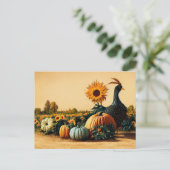 Carte Postale Thanksgiving Turquie et Citrouilles (Debout devant)