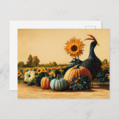 Carte Postale Thanksgiving Turquie et Citrouilles (Devant / Derrière)