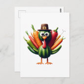 Carte Postale Thanksgiving Turquie Fabriqué en légumes (Devant / Derrière)