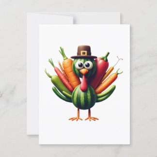 Carte Postale Thanksgiving Turquie Fabriqué en légumes