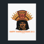 CARTE POSTALE THANKSGIVUKAH INDIEN MENORAH MAN<br><div class="desc">CES PIÈCES DE THANKSGIVUKAH UNIQUES FONT DE MERVEILLEUX CADEAUX HANOUKKA-THANKSGIVING POUR 2013,  UNE FOIS DANS UNE VIE PRÉSENT D'AMÉRIQUE juive.</div>
