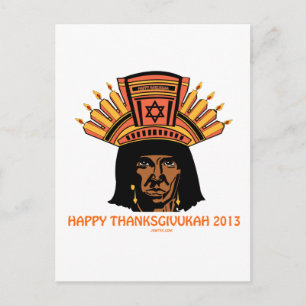 CARTE POSTALE THANKSGIVUKAH INDIEN MENORAH MAN