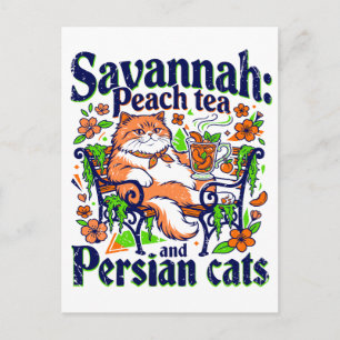 Carte Postale Thé à la pêche de Savannah et chats persans