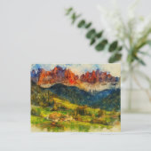 Carte Postale The Alps Alpine Mount - Watercolor Splash Painting (Debout devant)