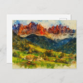Carte Postale The Alps Alpine Mount - Watercolor Splash Painting (Devant / Derrière)