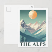 Carte Postale The Alps Sun Geometric European Ski Mountain (Devant / Derrière)