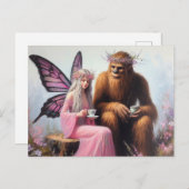 Carte Postale Thé avec Sasquatch et la Fée (Devant / Derrière)