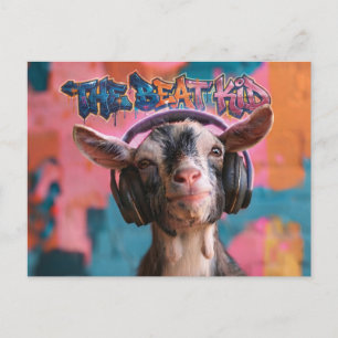 Carte Postale The Beat Kid - Chèvre Cool DJ avec Casque
